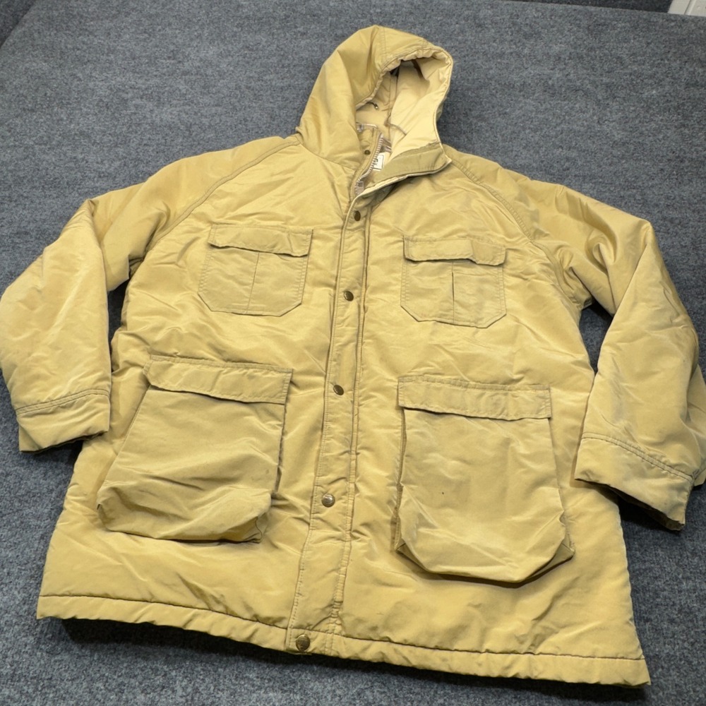 Vintage LL Bean Parka Jacket Mens XL Tan Hooded Thinsulate USA Mountain Coat